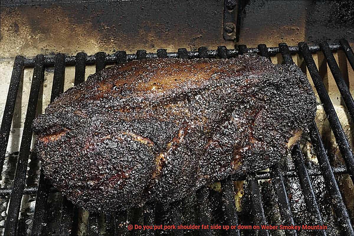 Do you put pork shoulder fat side up or down on Weber Smokey Mountain-5