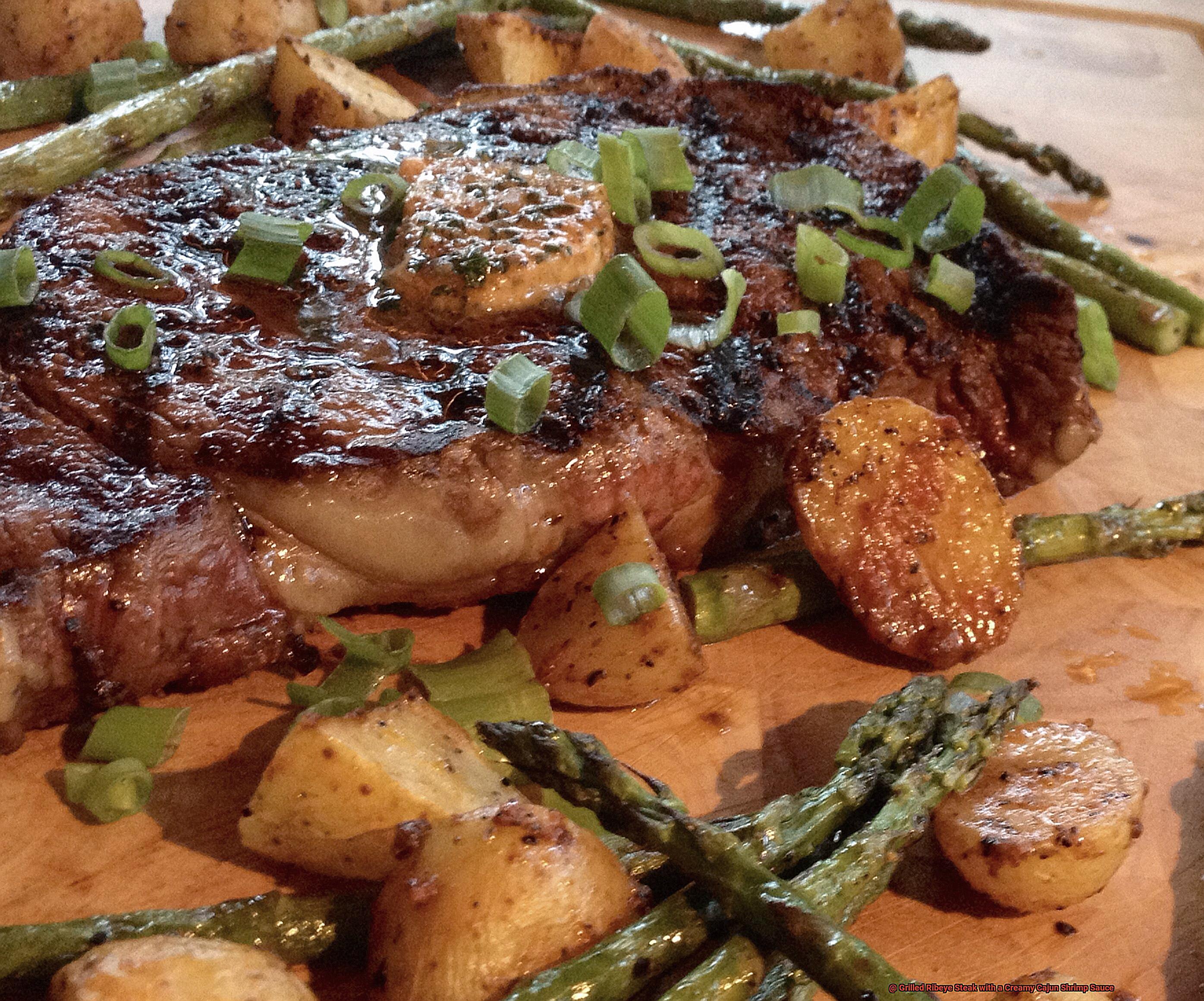Grilled Ribeye Steak with a Creamy Cajun Shrimp Sauce-3